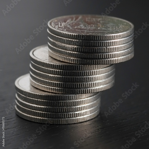 business finance. save money for investment concept coins on black background