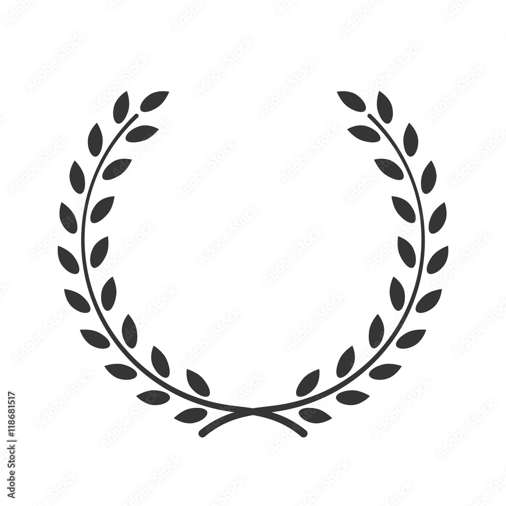 A laurel wreath icon, symbol of victory and achievement. Vintage design element for medals, awards, coat of arms or anniversary logo. Gray silhouette, isolated on white background. Vector illustration A laurel wreath icon, symbol of victory and achievement. Vintage design element for medals, awards, coat of arms or anniversary logo. Gray silhouette, isolated on white background. Vector illustration
