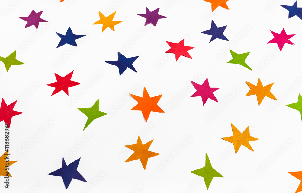 various stars carved by hand from colored paper various stars carved by hand from colored paper