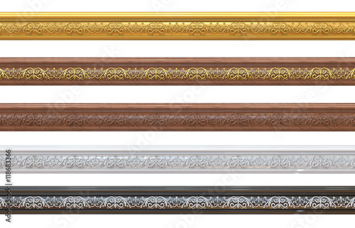 Different samples of classical cornices with patterns