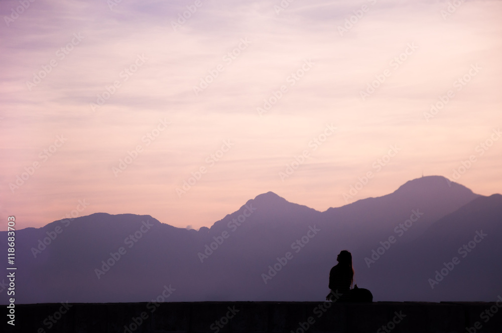Girl enjoying sunset