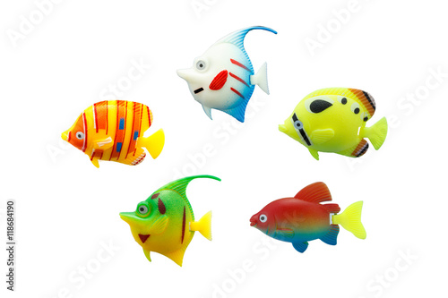 fish toy group on isolated