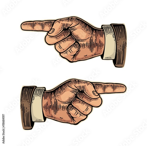 Pointing finger. Hand sign for web, poster, info graphic