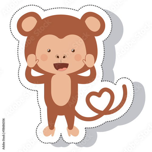 funny monkey isolated icon vector illustration design