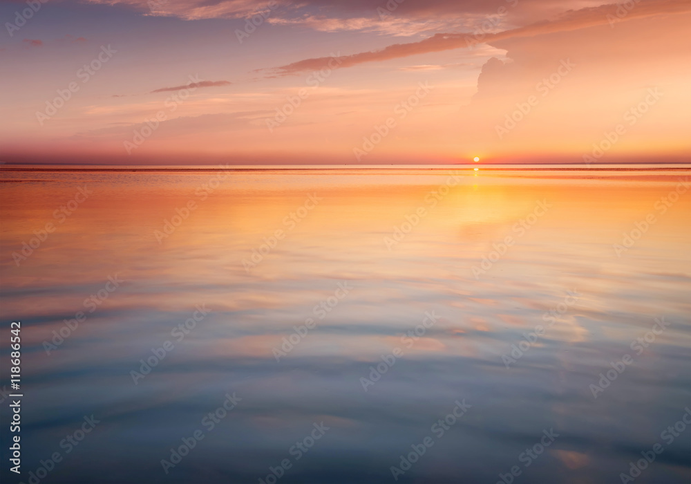 Fototapeta premium Seascape during sunrise. Beautiful natural summer seascape