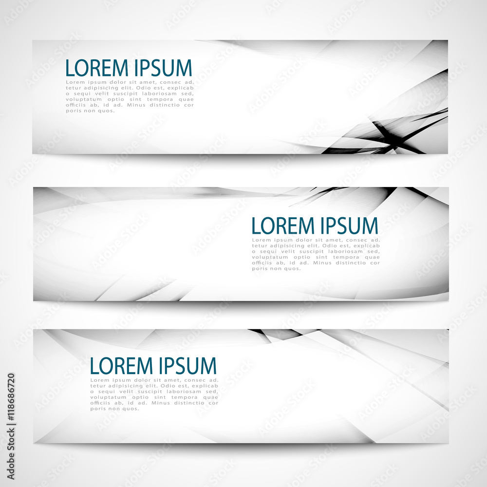 Fototapeta premium Abstract header gray black and white wave white vector design