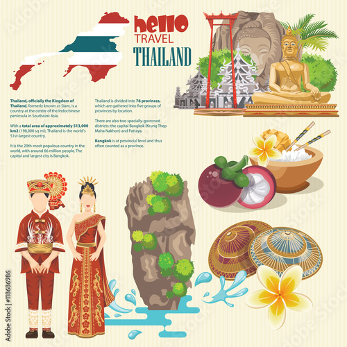 Travel Concept Thailand Landmark Design .Vector Illustration