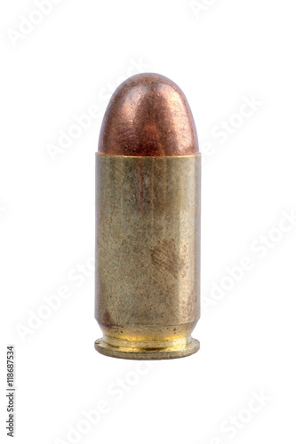 Gun bullet on a white background