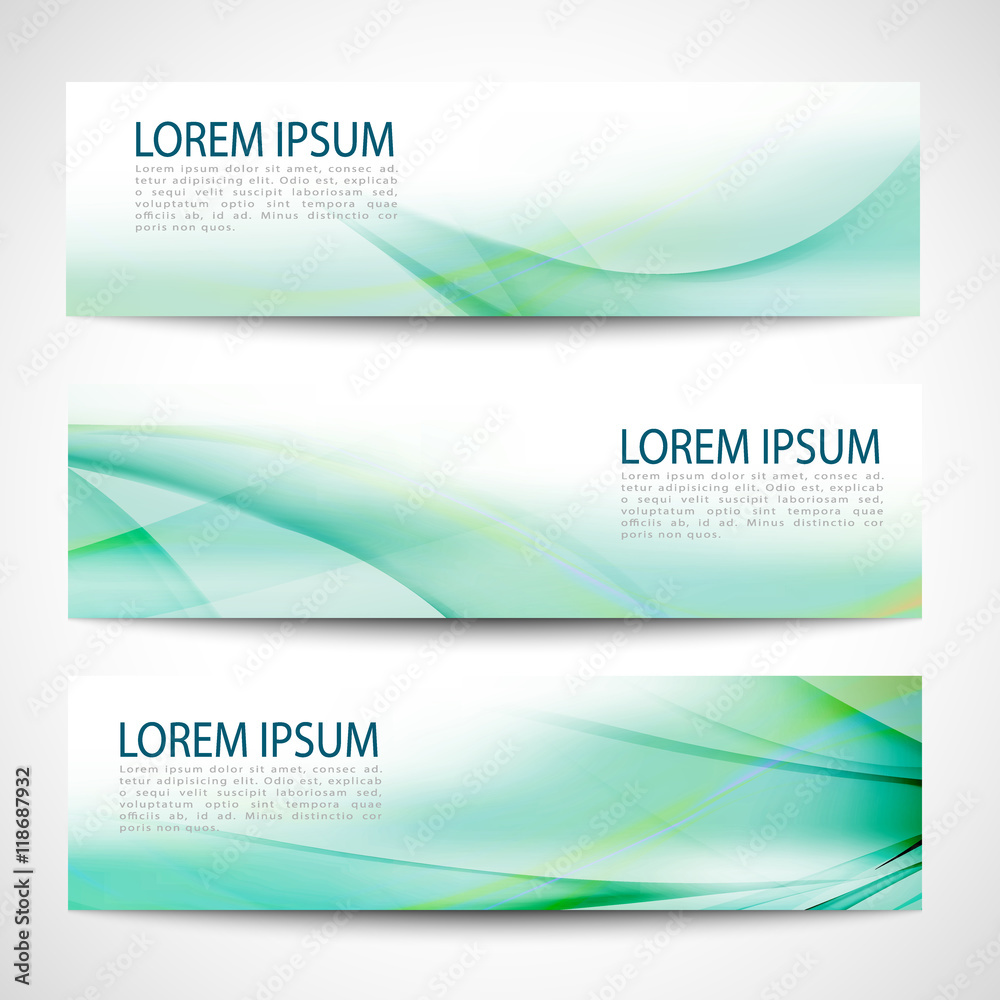 Fototapeta premium Abstract header green wave white vector design