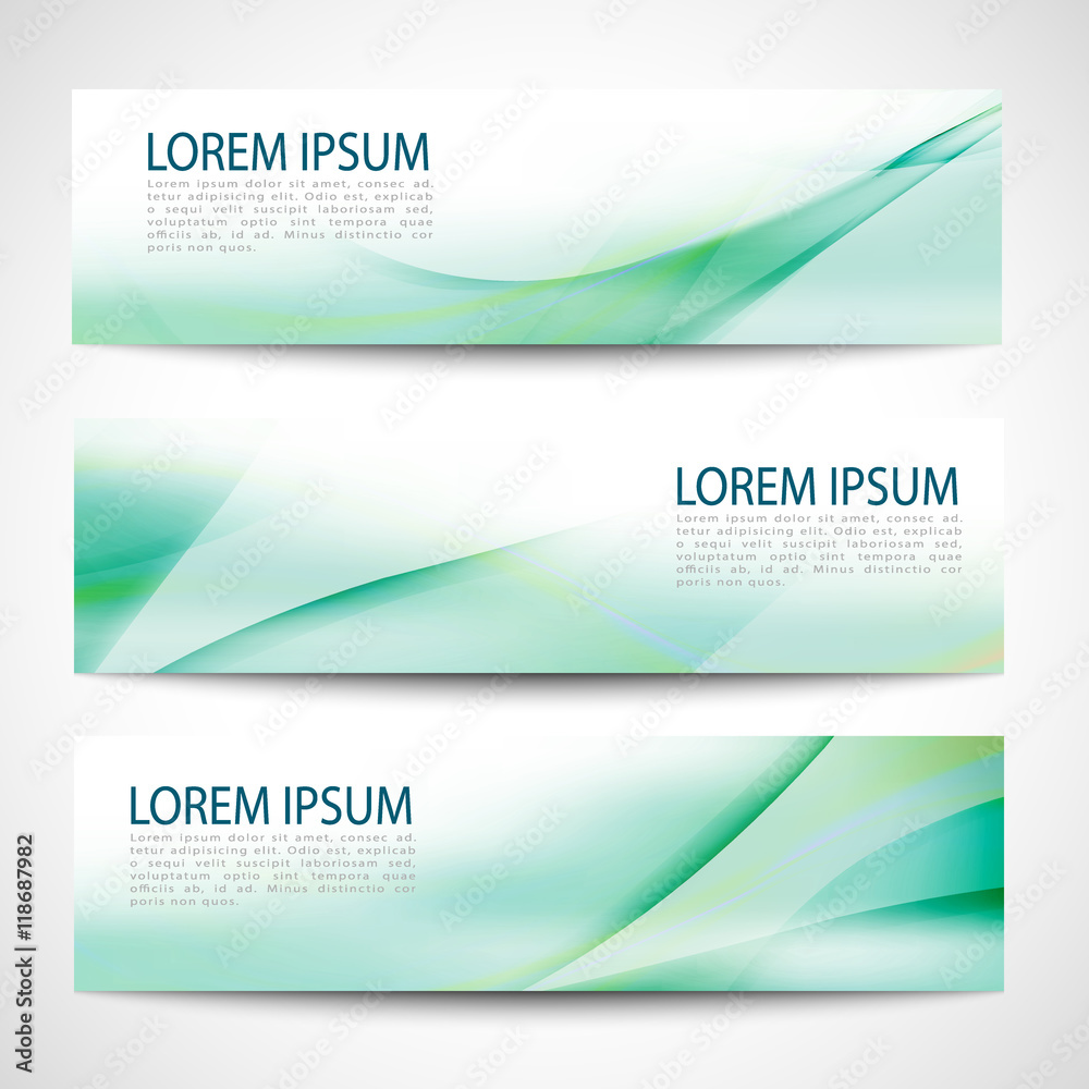 Fototapeta premium Abstract header green wave white vector design