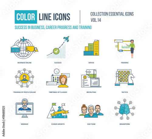 Color thin Line icons set.