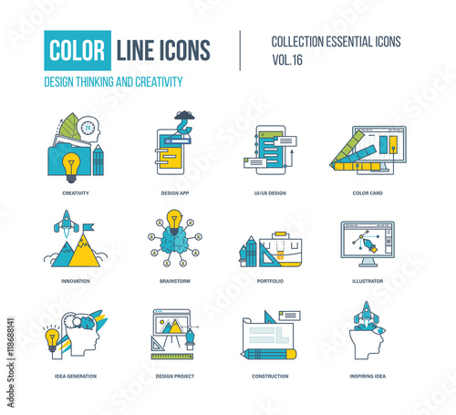 Color thin Line icons set. photo