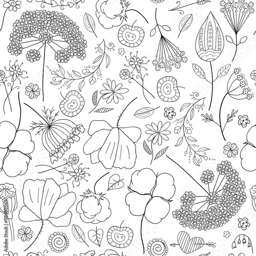 Abstract doodle floral pattern