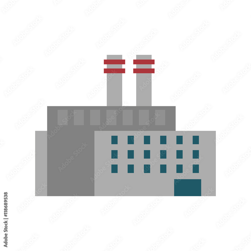 building grey metal plant factory industry icon. Colorful Flat and Isolated design. Vector illustration