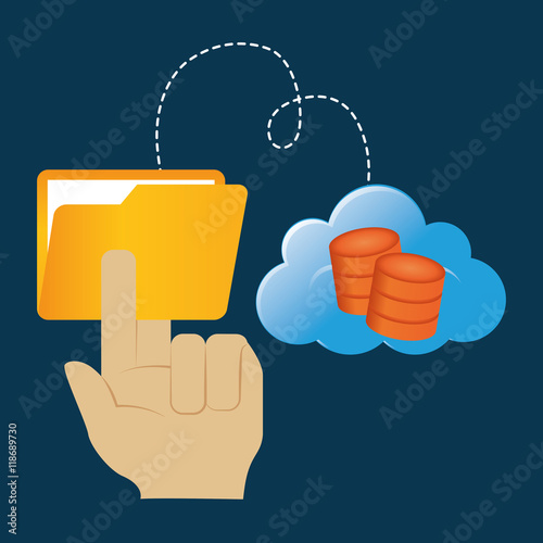 file folder document web hosting data center security system technology icon set. Colorful and flat design. Vector illustration