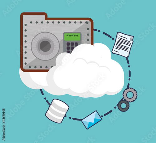 cloud computing web hosting data center security system technology icon set. Colorful and flat design. Vector illustration