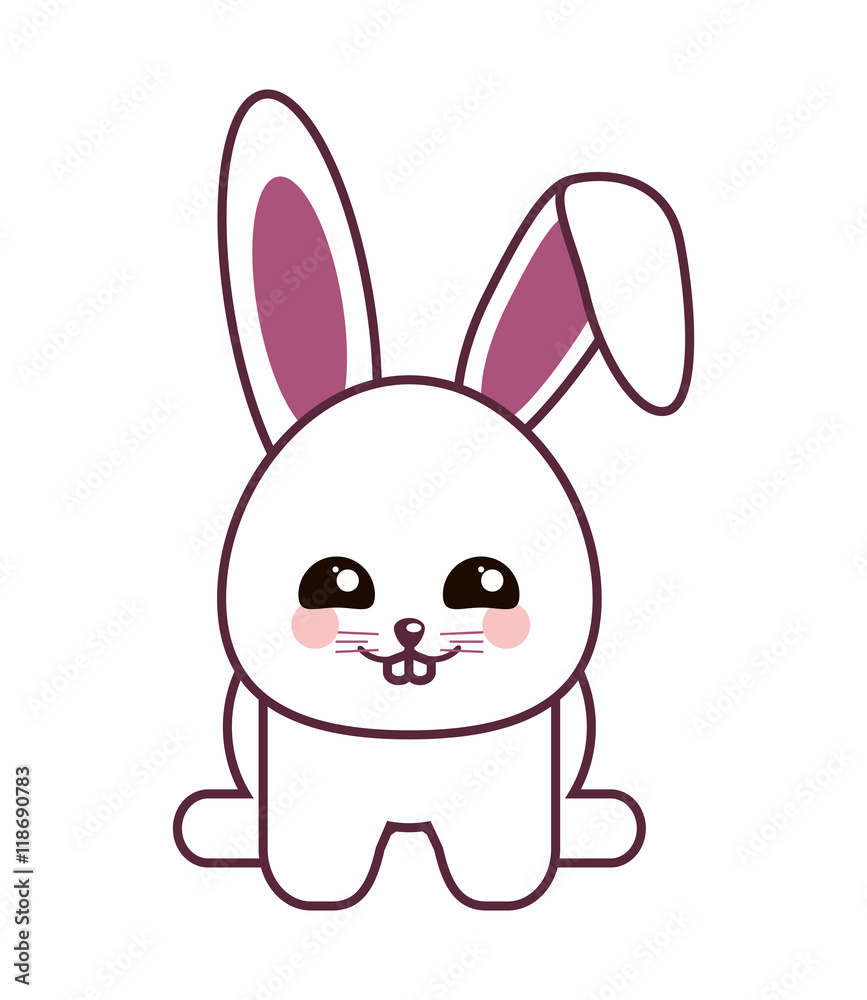 rabbit kawaii animal cartoon cute icon. Flat and Isolated design. Vector illustration rabbit kawaii animal cartoon cute icon. Flat and Isolated design. Vector illustration