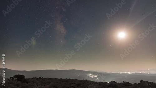 UHD Night time lapse of the Moon and the Milky Way