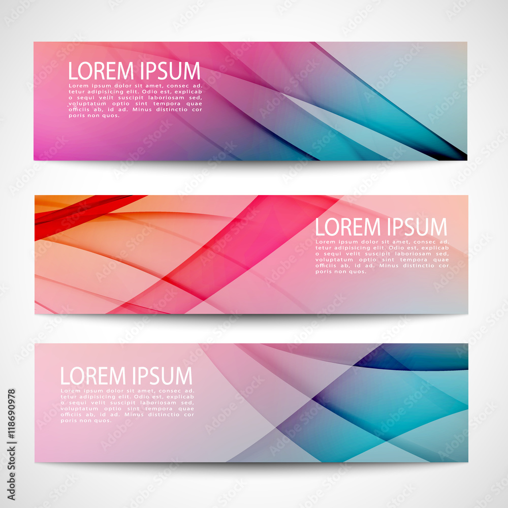 Abstract header blue pink wave white vector design. colorful background