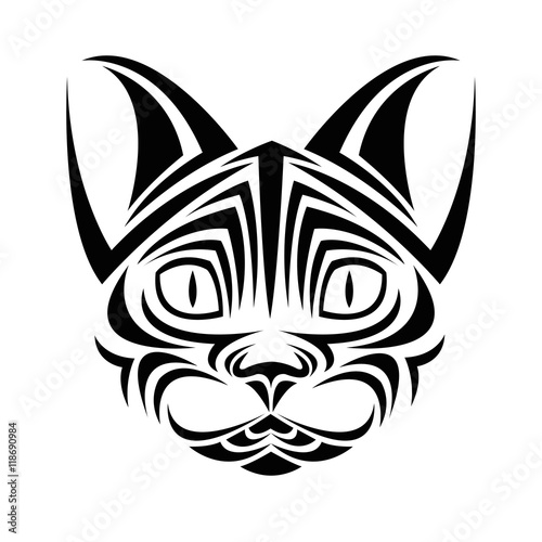 cat tattoo animal draw abstract icon. flat and isolated design. Vector illustration
