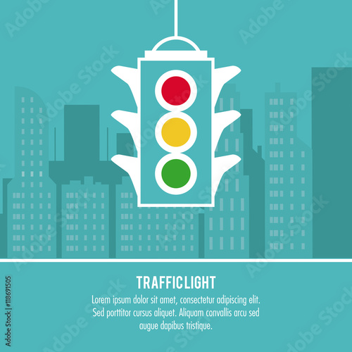 semaphore trafficlight sign warning road street icon. Colorful design. City silhouette background. Vector illustration