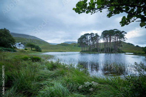 Foto Insel mit Bäumen in kleinem See, Highlands, Schottland