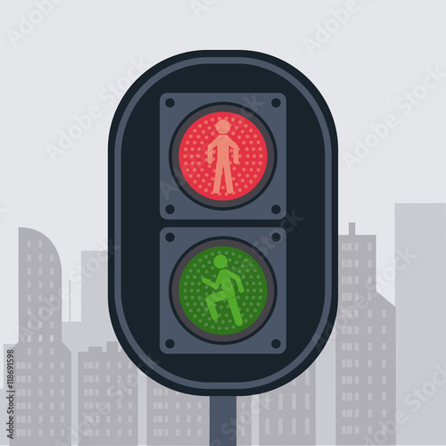 semaphore trafficlight sign warning road street icon. Colorful design. City silhouette background. Vector illustration