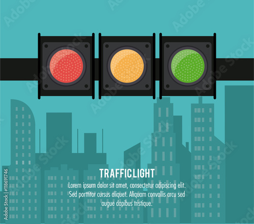 semaphore trafficlight sign warning road street icon. Colorful design. City silhouette background. Vector illustration