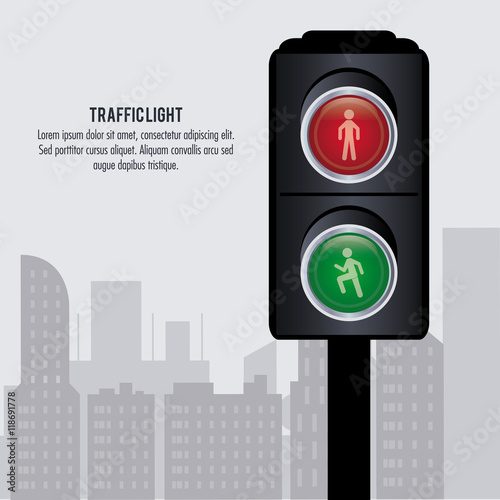 semaphore trafficlight sign warning road street icon. Colorful design. City silhouette background. Vector illustration
