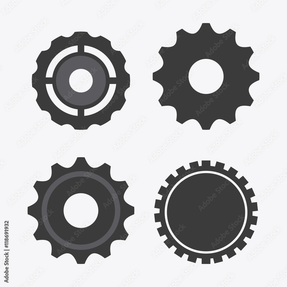 gear cog circle machine part metal icon set. Isolated and silhouette design. Vector illustration gear cog circle machine part metal icon set. Isolated and silhouette design. Vector illustration