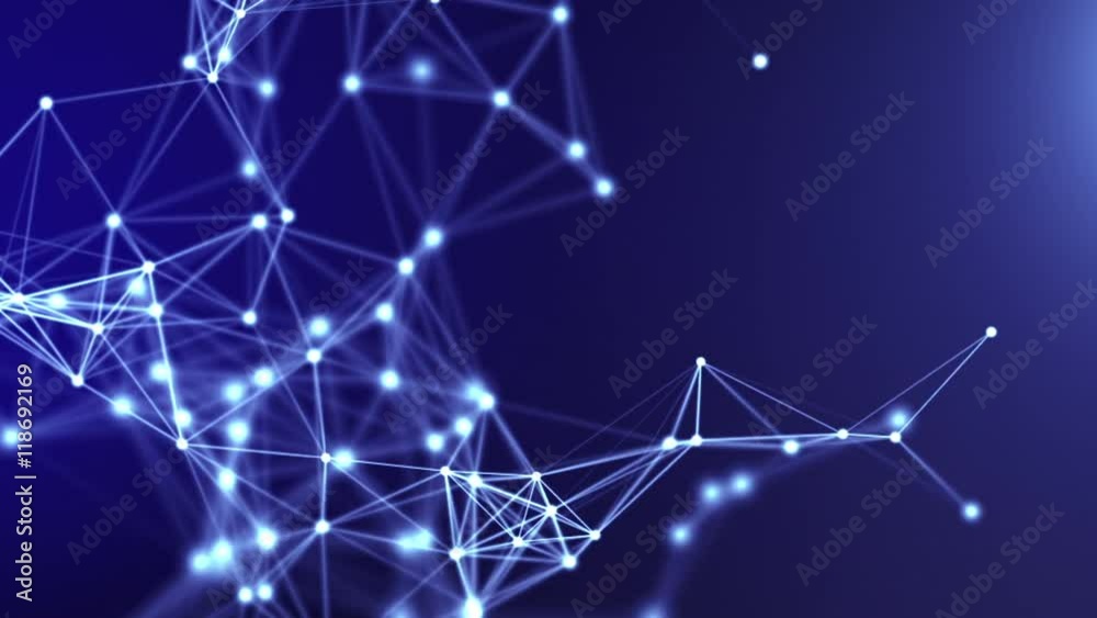 Network animation - connected dots. Seamless loop