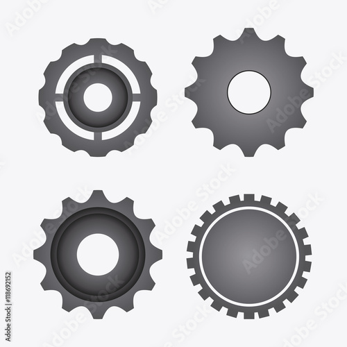 gear cog circle machine part metal icon set. Isolated and silhouette design. Vector illustration