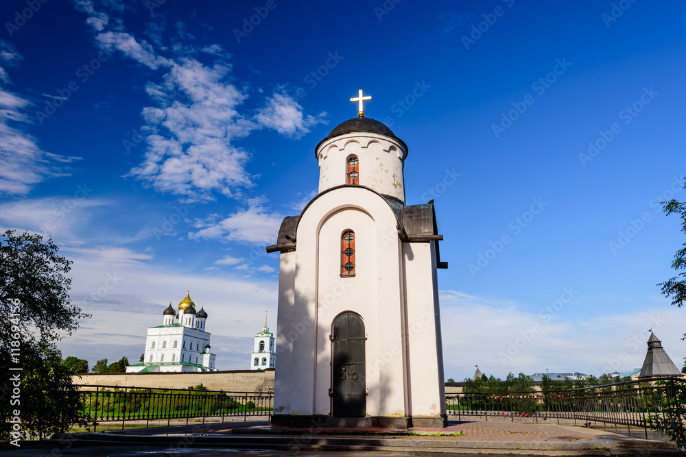 Olginskaya chapel in the historic part of Pskov, Russia.