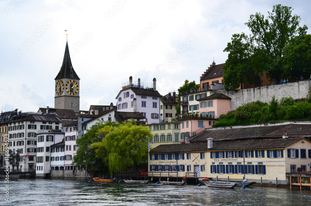 Obraz premium View of Zurich with Limmat river, Switzerland.
