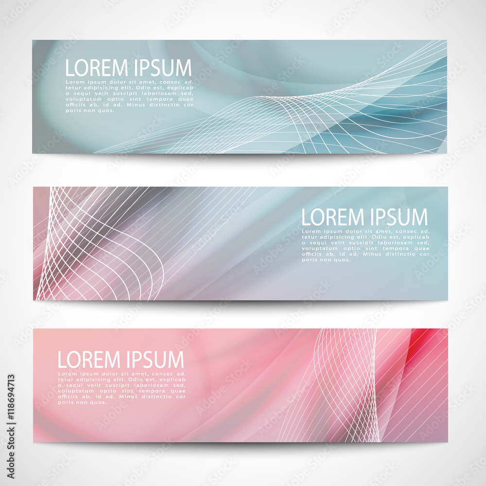 Fototapeta premium Abstract header white wave vector design.blue pink purple pastel background