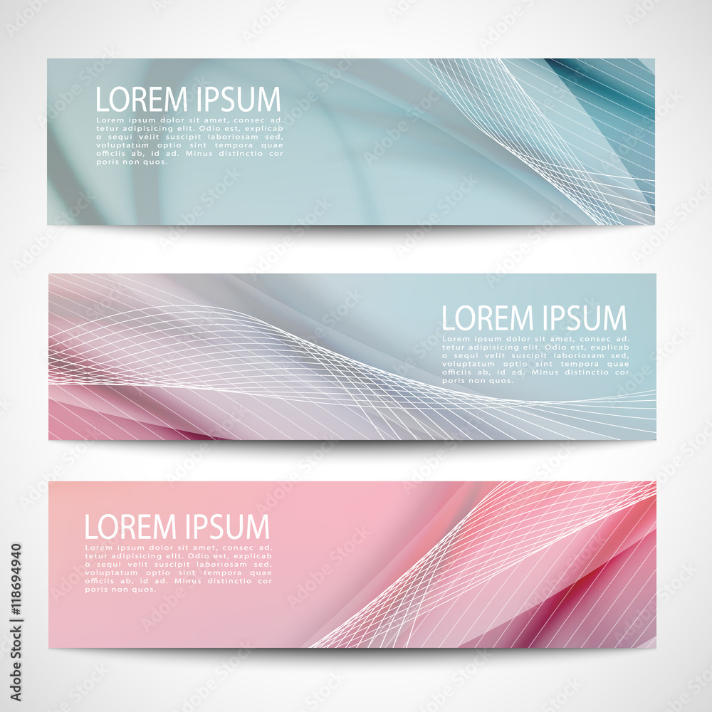 Fototapeta premium Abstract header white wave vector design.blue pink purple pastel background