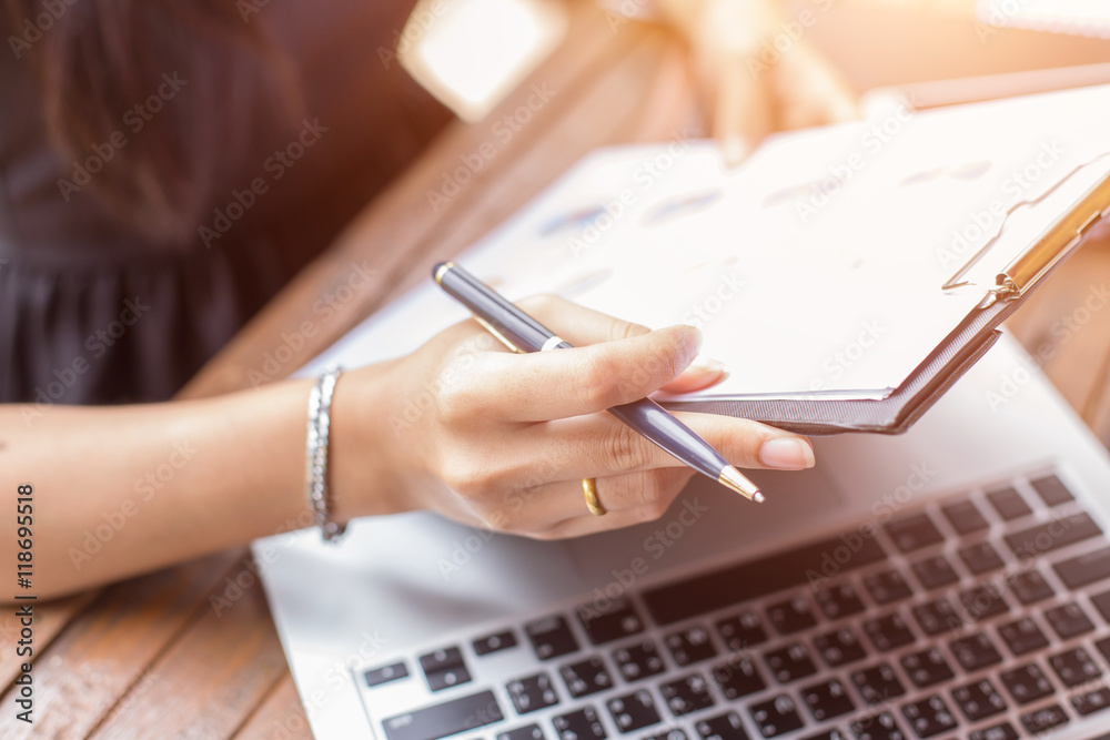 Business team working on laptop, while sitting at office. Busine