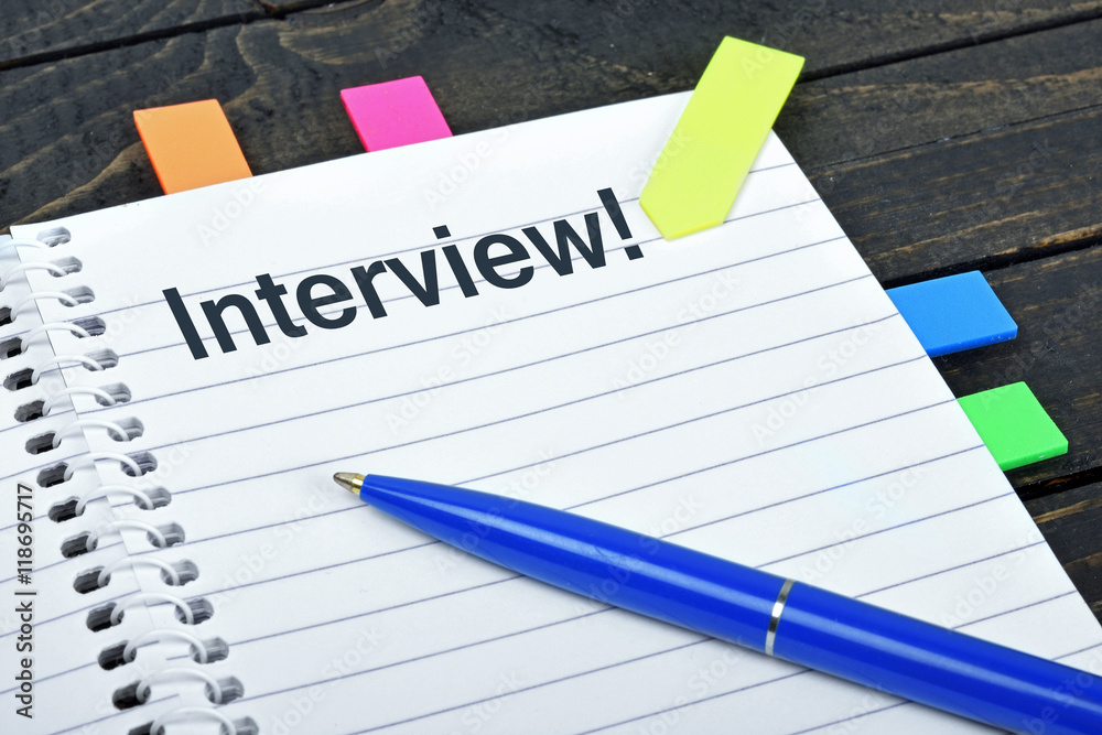 Interview word on notepad Interview word on notepad
