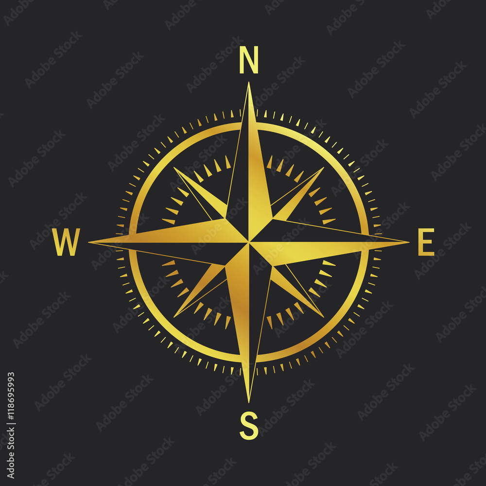 very gold compass Stock Vector | Adobe Stock