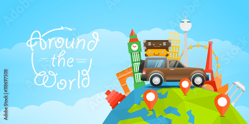 Vacation travelling concept. Vector travel illustration with the