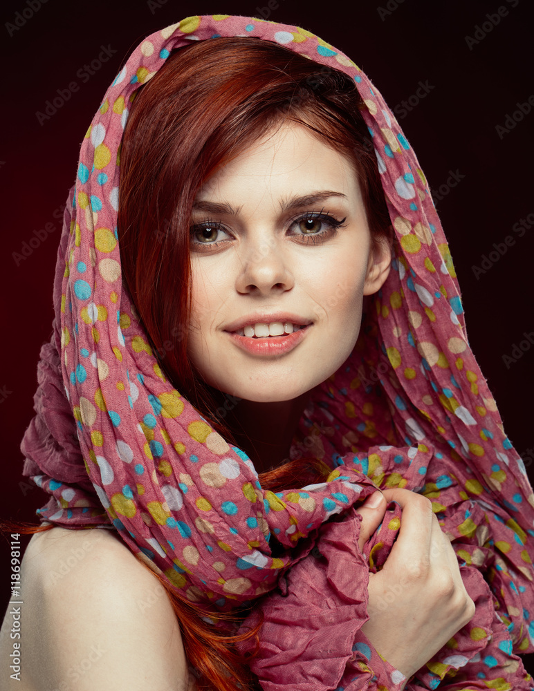 woman with a kerchief on her head