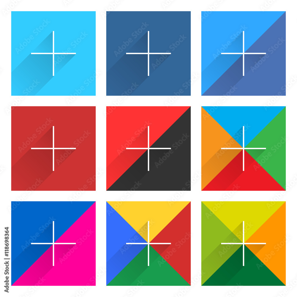 Social network square web sign with plus icon Social network square web sign with plus icon