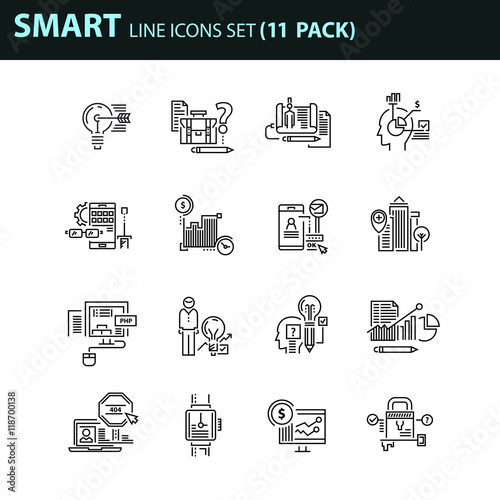 Modern thin line icons set for business