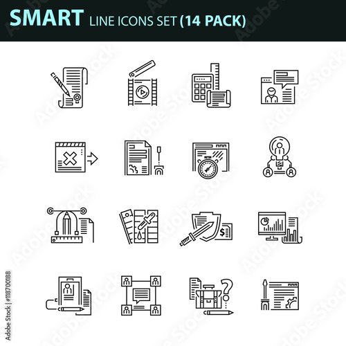 Modern thin line icons set for business