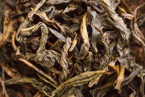 dried tea leaves closeup as background