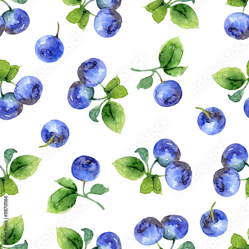 Seamless pattern with bilberry