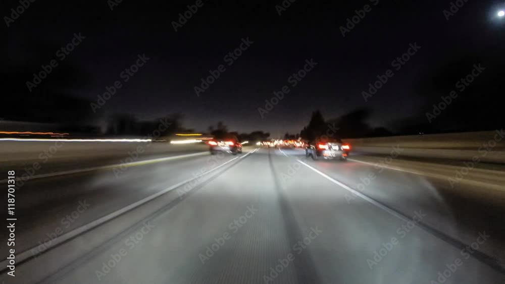 Night driving car mount time lapse on the 118 and 405 Freeways in the San Fernando Valley area of Los Angeles, California. Night driving car mount time lapse on the 118 and 405 Freeways in the San Fernando Valley area of Los Angeles, California.