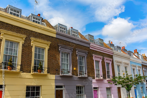 colorful row houses in Camden, London photo