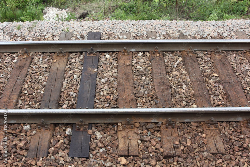 old rail tracks close up
