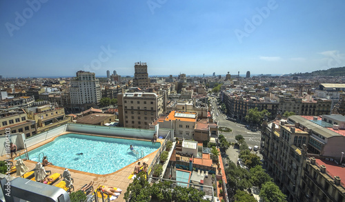 Barcelona Pool overlooking city photo